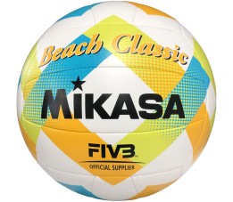 Piłka siatkowa plażowa Mikasa Beach Classic biało-żółto-niebieska BV543C-VXA-LG